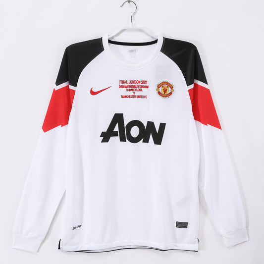 Long-sleeved: 2010/11 Manchester United Away White Champions League Retro
